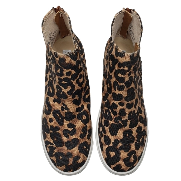 Steve Madden | Claud Brown Leopard Canvas High Top Hidden Wedge Sneakers 8.5 - Picture 4 of 12